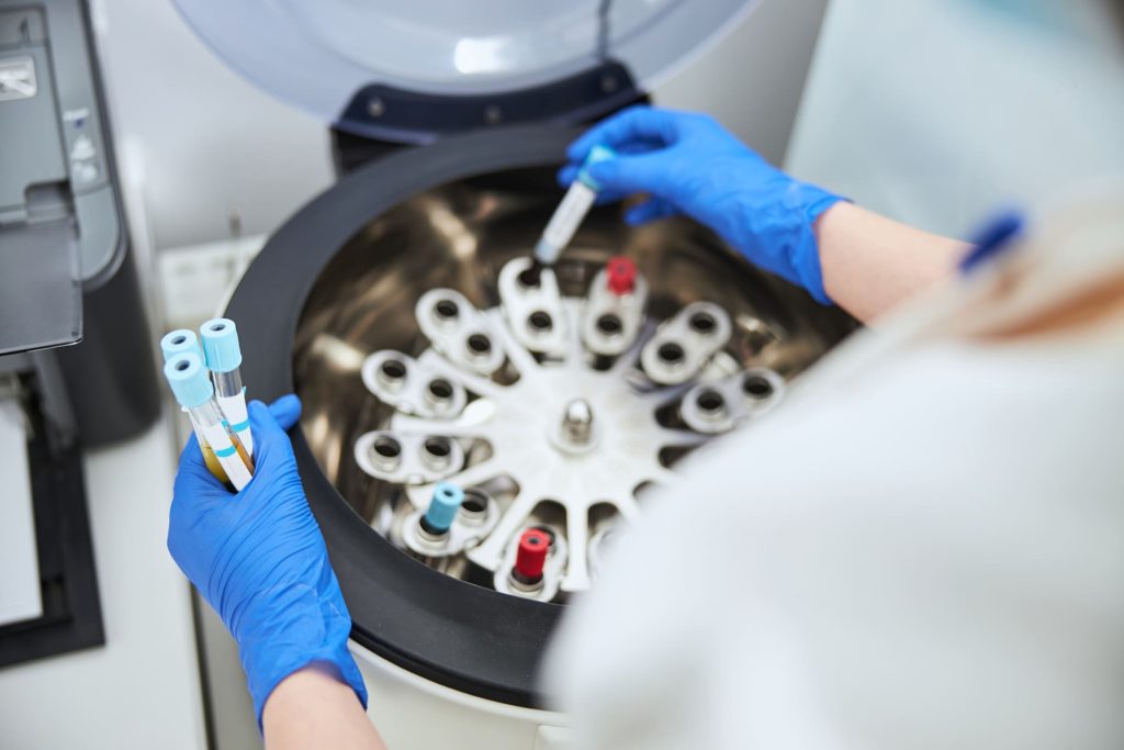Blood draw with centrifuge
